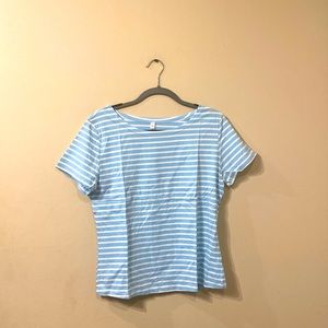 Nautical Blue & White Striped Short Sleeve Shirt XL?